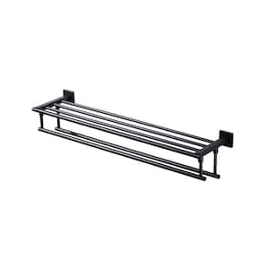 32 in. Wall Mounted Double Towel Bar in Matte Black