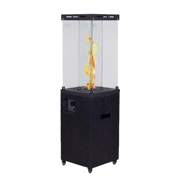 Boyel Living 40,000 BTU 360-Degree Fire View Terrafab Base with Glass Top Liquid Propane Patio Heater, Black