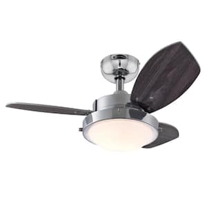 Wengue 30 in. Integrated LED Chrome Ceiling Fan with Light Kit