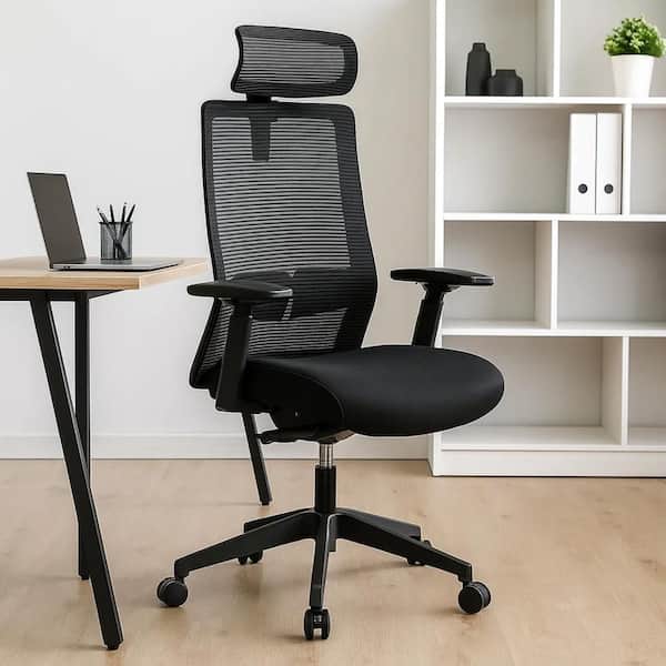 Mesh Rolling Task Chair in Black Arms