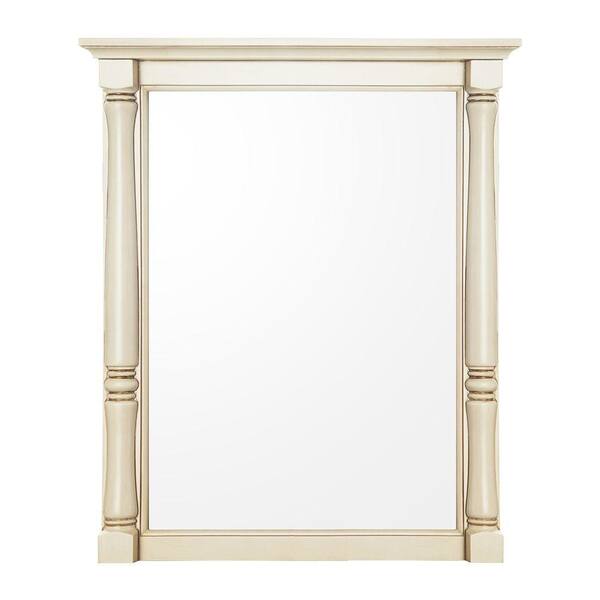 Home Decorators Collection Albertine 30 in. L x 24 in. W Framed Wall Mirror in Creamy White