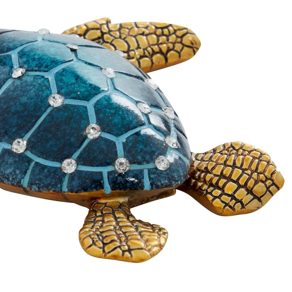 Jeweled Ceramic Turtle Trio Decorative Statues