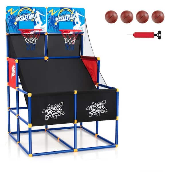 HONEY JOY Kids Basketball Hoop Arcade Game Double Shot Basketball Arcade with 2 Shatterproof Backboards