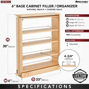 Maple 6 in. Pull Out Kitchen Cabinet Filler Organizer Spice Rack