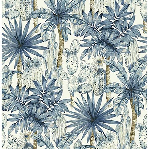 Cactus Emporium Azure Vinyl Peel and Stick Wallpaper Roll (Covers 30.75 sq. ft. )