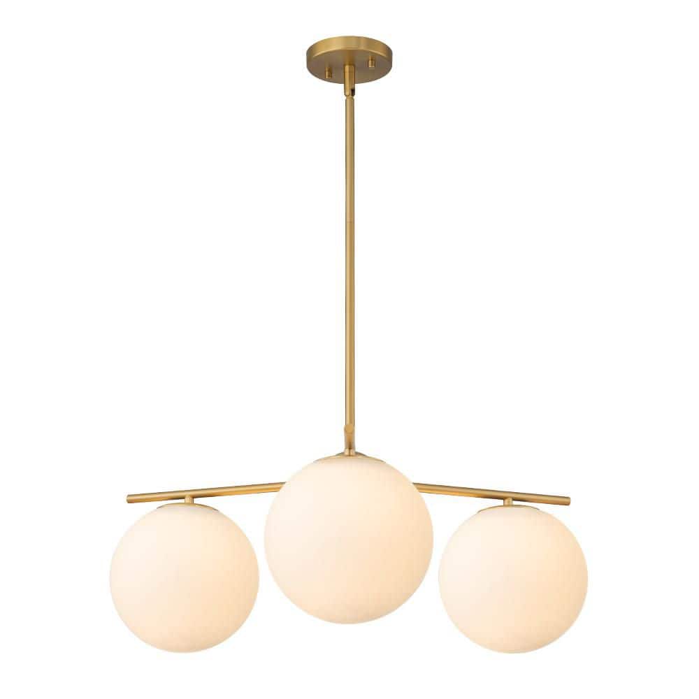 Ceder 3-Light 27.6 in. W Brushed Gold Sputnik Chandelier with Opal Frosted Glass Globes for Dining Room and Bedroom price history on PriceWatchPro