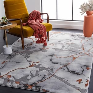 Craft Gray/Red 5 ft. x 8 ft. Running Abstract Area Rug