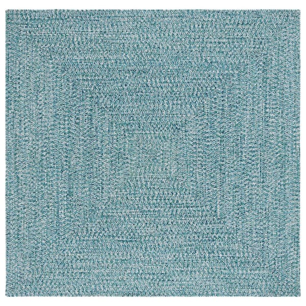 Braided Teal/Green 6 ft. x 6 ft. Machine Washable Concentric Woven Square Area Rug