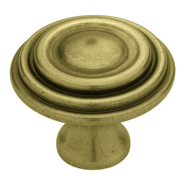 Liberty Rustic Ringed 1-1/2 in. (38mm) Tumbled Antique Brass Round Cabinet Knob