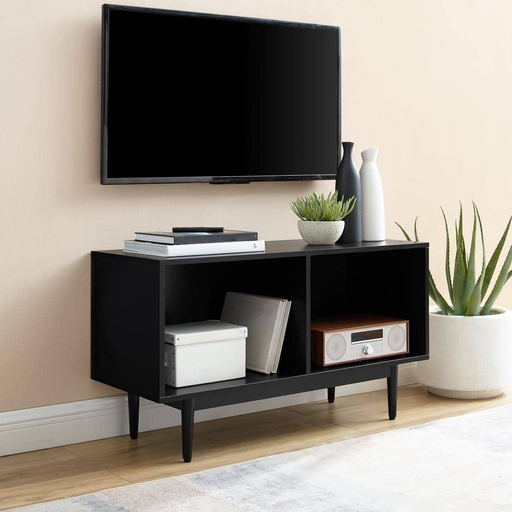 Liam Mid-Century Modern Black Vinyl Record Storage Console
