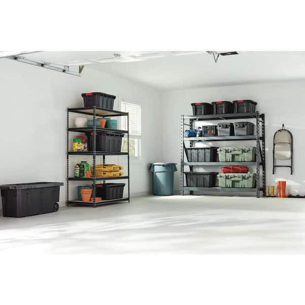 5-Tier Heavy Duty Steel Garage Storage Shelving Unit in Black (48 in. W x 72 in. H x 24 in. D)