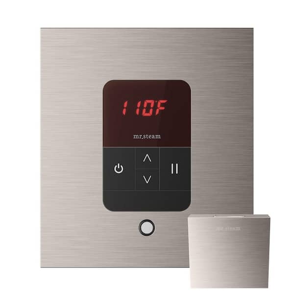 Mr. Steam Basic Butler Steam Shower Control Package with Square iTempo Control and Linear Steamhead in Brushed Nickel