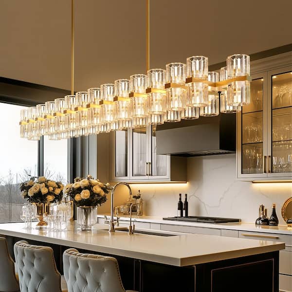 シャンデリアゴールド Emeritpro 60-Light Gold Crystal Chandelier with Crystal Shade