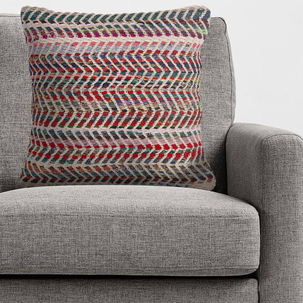 Multicolor Chevron Woven Square Throw Pillow 18"