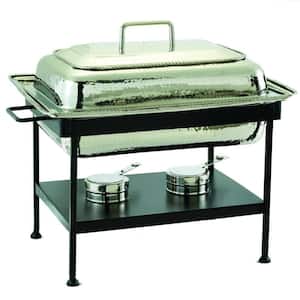 23 in. x 13 in. x 19 in. Rectangular Polished Nickel over Stainless Steel Chafing Dish