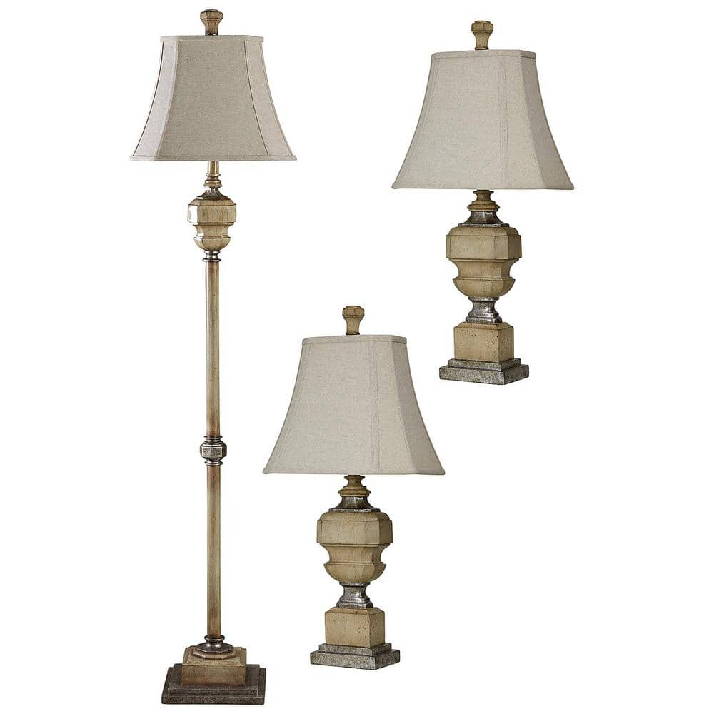 StyleCraft 29 in. Antique Caramel Lamp Set (3-Piece)