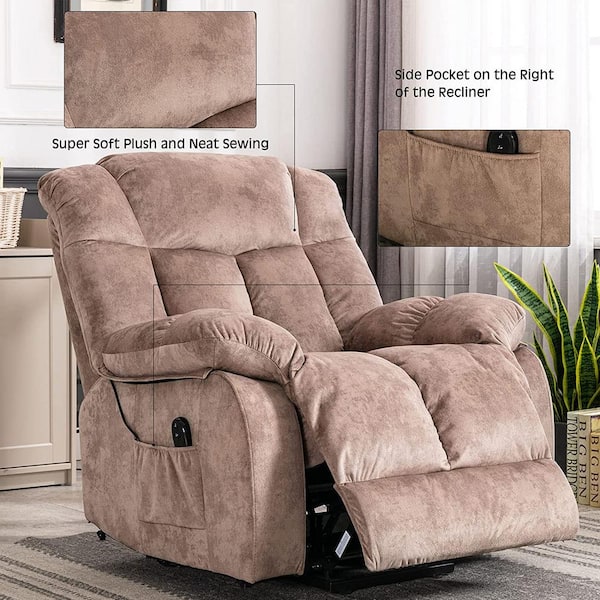 Wide Seat Lift Chair, Power Lift Recliner with Heat Therapy and Massage Function, Modern Fabric Electric Reclining Sofa with Remote Control and Side