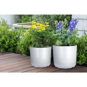 12.5 in. and 14.5 in. Resin Cylinder Planter, White (2-Pack)