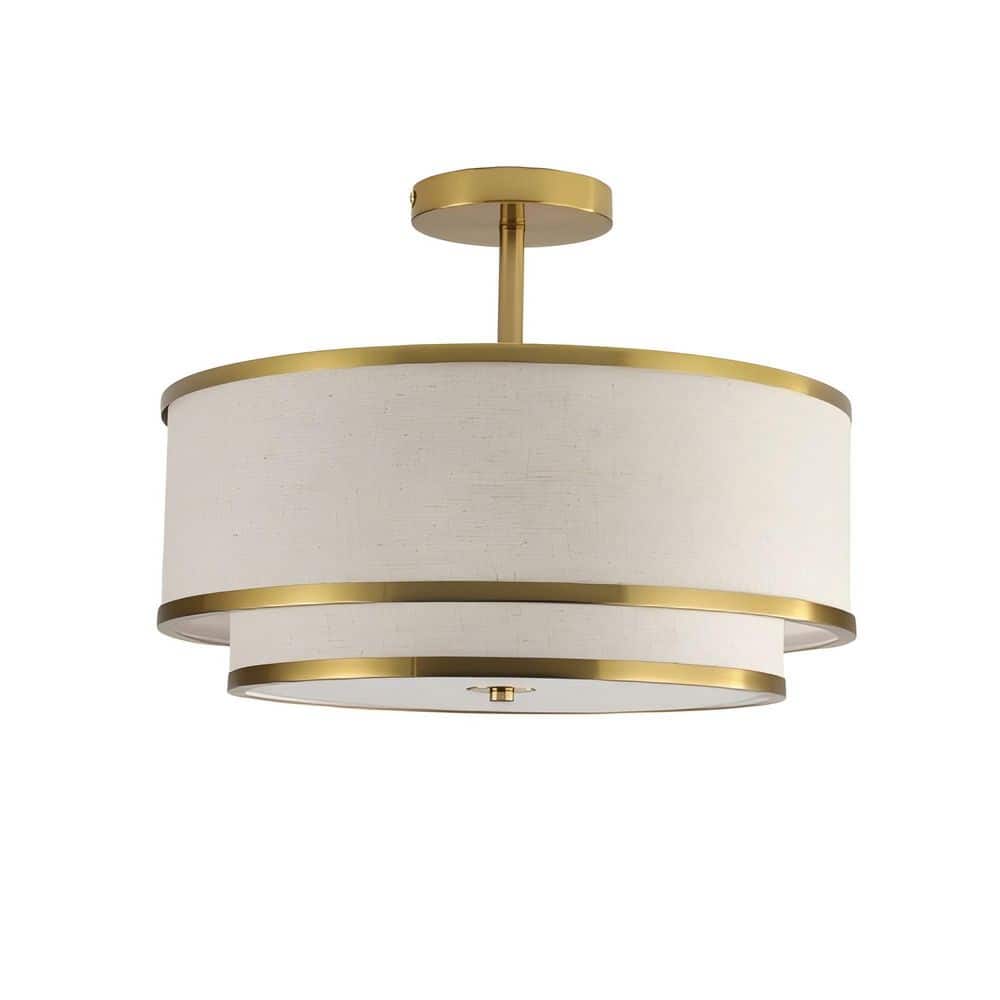 15. in. Modern Drum Brushed Gold Semi-Flush Mount Ceiling Light for Living Room, Bedroom, Dining Room price history on PriceWatchPro