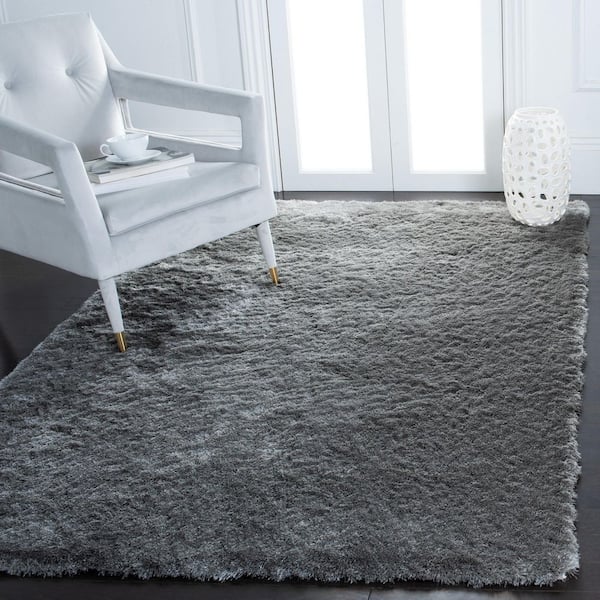 Paris Shag 9 ft. x 12 ft. Gray Solid Flokati Area Rug