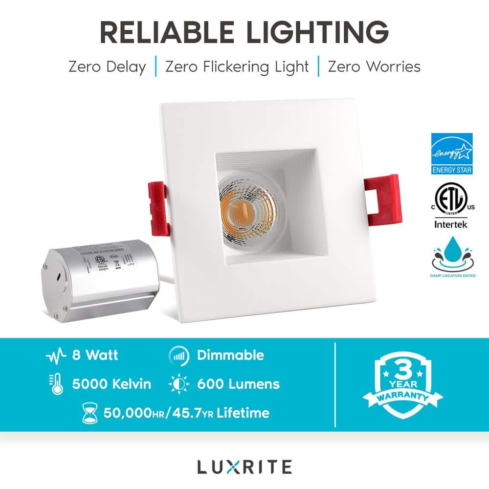 White Square Dimmable LED Recessed Lighting Kit