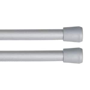 Fast Fit No Tools 18 in. - 28 in. Adjustable Spring Tension Curtain Rod, 7/16 in. Dia. in Pewter Gray, Set of 2