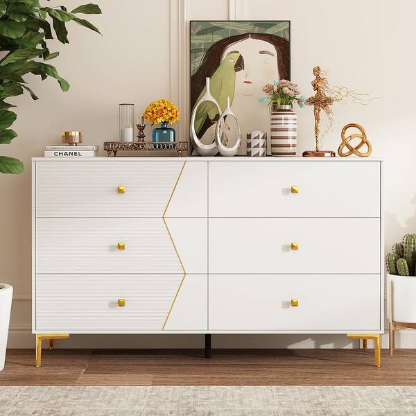 FUFU&GAGA 5-Drawer White Wood Chest of Drawer Accent Storage