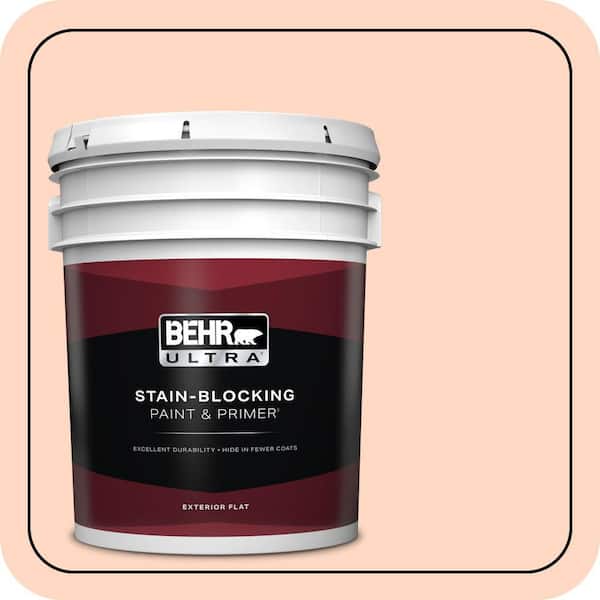 BEHR ULTRA 5 gal. #230C-2 Shell Coral Flat Exterior Paint & Primer