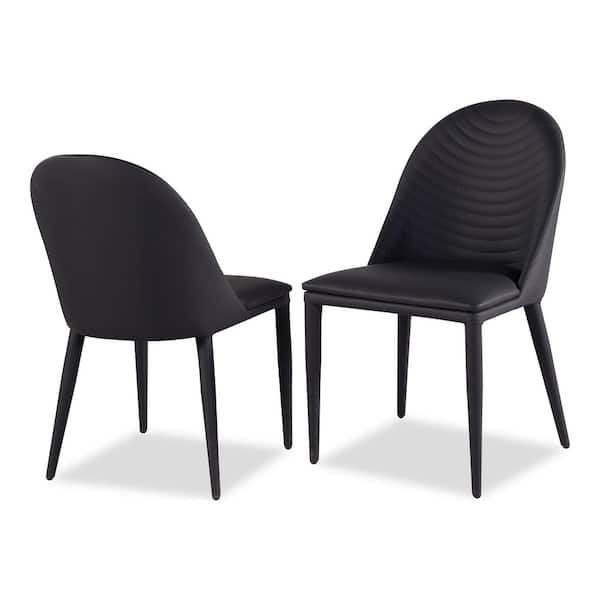 Xanthe Black Faux Leather Upholstered Dining Chairs Set of 2