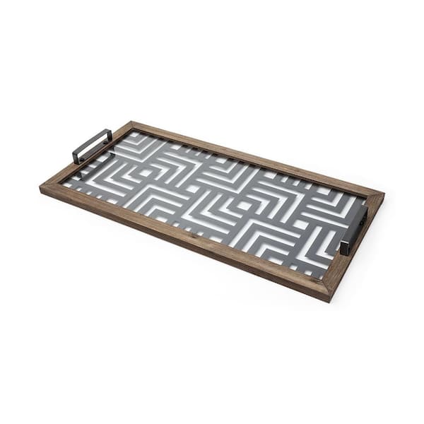 Gray Rectangle Metal 32 in. Decorative Tray