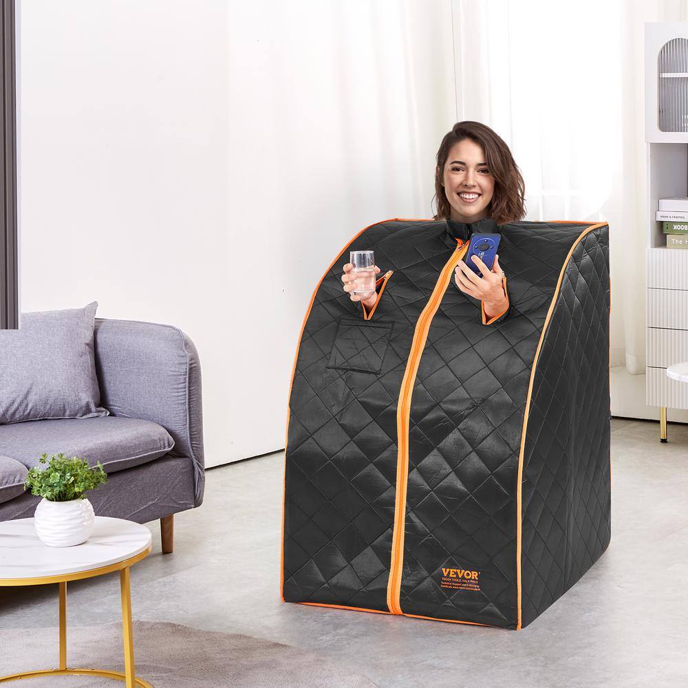 Black Satin Portable Infrared Sauna Tent with Metal Frame
