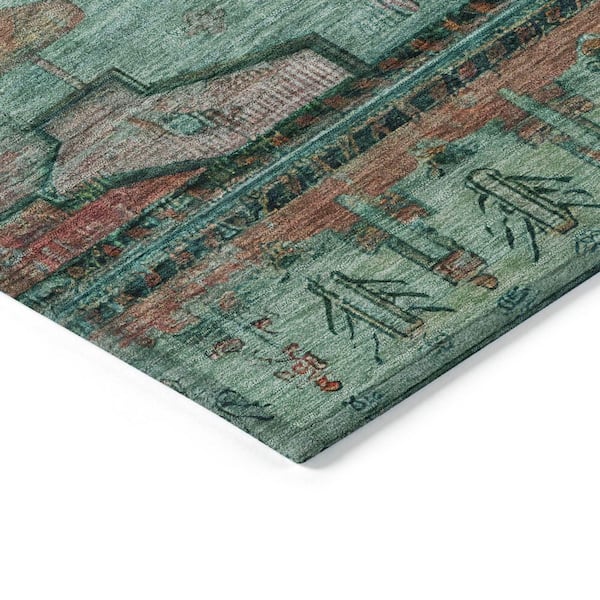 Chantille Machine Washable Indoor/Outdoor Abstract ACN1776 Teal 9 ft. x 12 ft. Area Rug