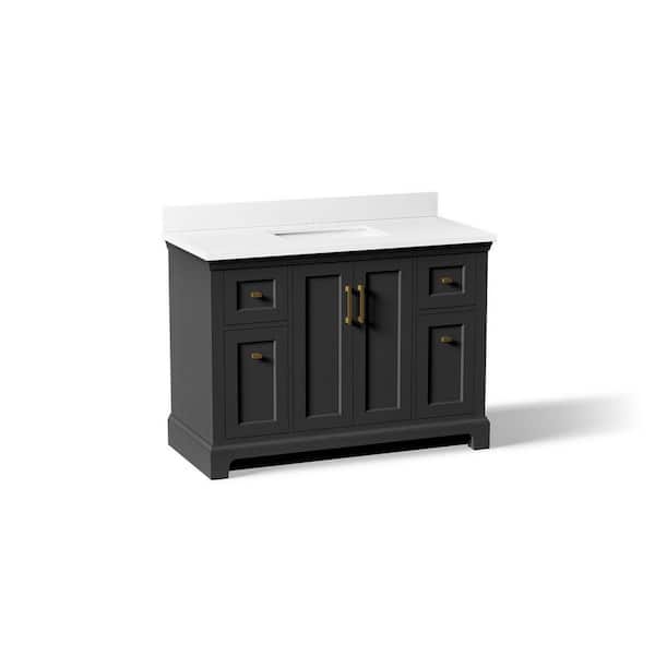 Charlemont 49 in. Single Sink Freestanding Ferrous Grey Bath Vanity with White Quartz Top Assembled