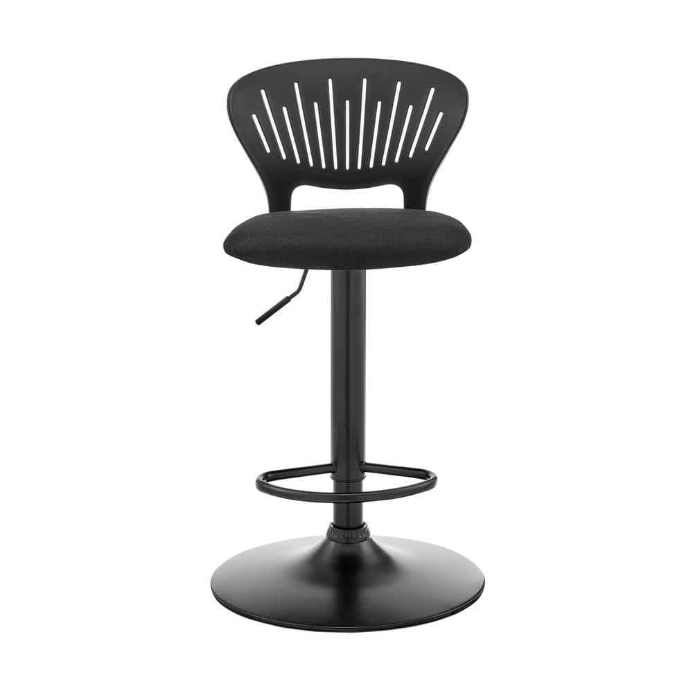 Padua 16'' Black Swivel Adjustable Bar Stool with Soft Foam Cushion
