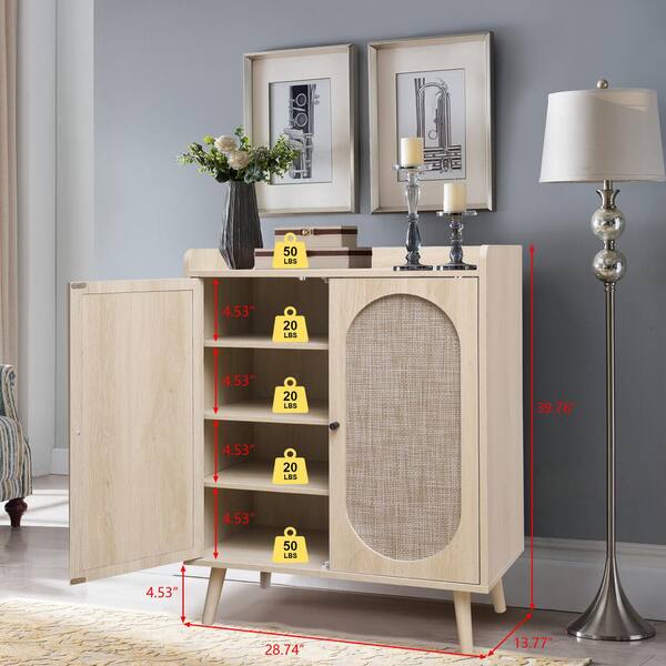 ATHMILE x Natural Wooden Rattan 4-Tier Shoe