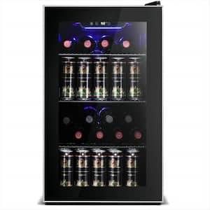 17.52 in. Single Zone 26-Wine Bottles o113-Cans Beverage and Wine Cooler in Silver