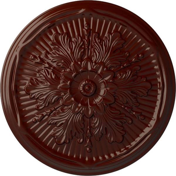 Ekena Millwork 21 x 2" Luton Urethane Ceiling Medallion (Fits Canopies upto 3-1/2"), Brushed Mahogany"