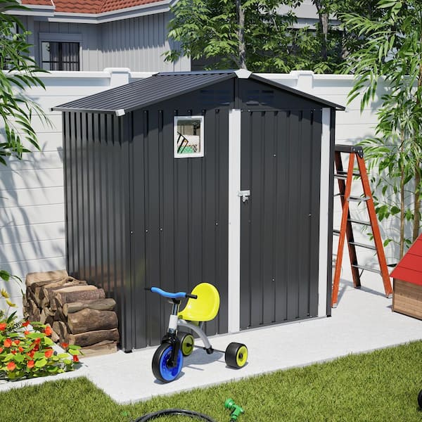 VAMOP Black 6 ft. W x 4 ft. D Metal Storage Shed with Double Door