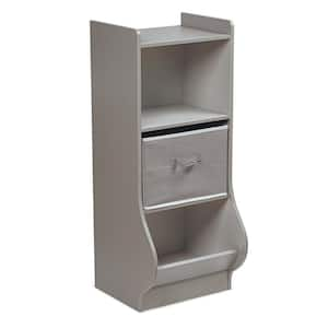 37.75 in. H x 15.5 in. W x 15.75 in. D Gray Wood Upright Storage Nook with Reversible Basket