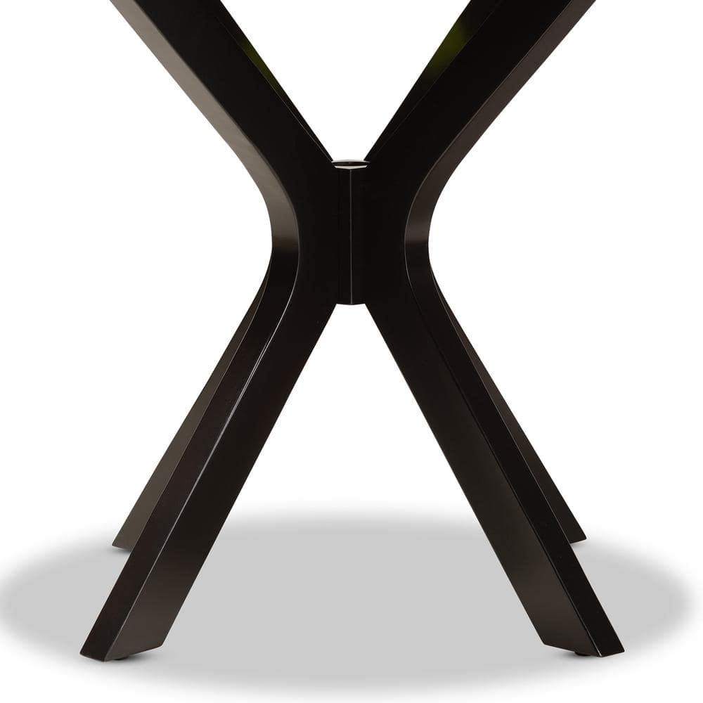Kenji Espresso Brown Round Wood Dining Table with Sculptural Base