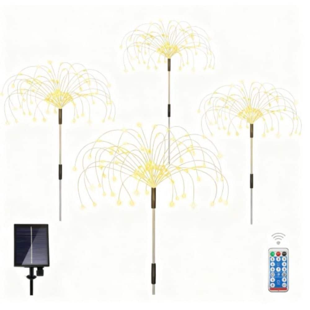 OGETFUUR 4 Pack Solar Warm White Garden Lights With 120 LED