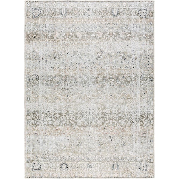 Livabliss Our PNW Home Rainier Sage Traditional 5 ft. x 7 ft. Indoor Machine-Washable Area Rug