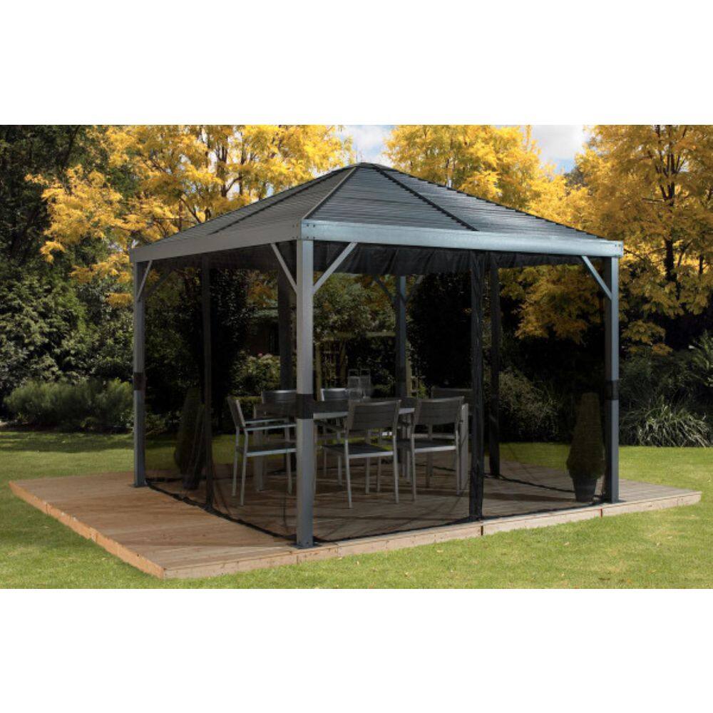 Sanibel Light Gray 8 ft. x 8 ft. Galvanized Steel Gazebo