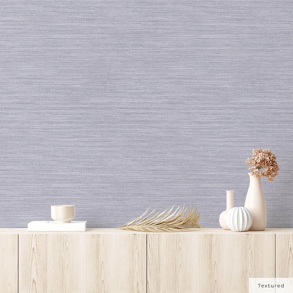 Powder Blue Faux Horizontal Grasscloth Vinyl Peel and Stick Textured Wallpaper Roll (Covers 28 sq. ft.)