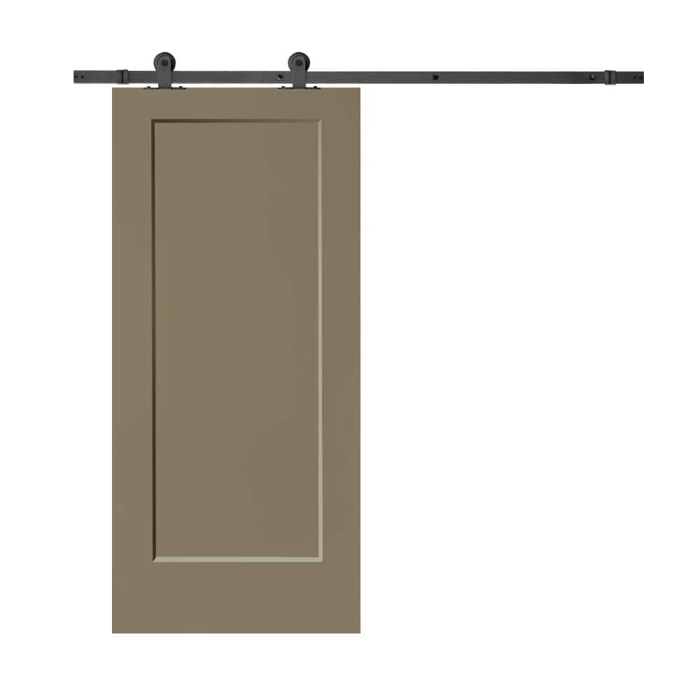 36 in. x 80 in. Olive Green Stained Composite MDF 1 Panel Interior Sliding Barn Door with Hardware Kit price history on PriceWatchPro