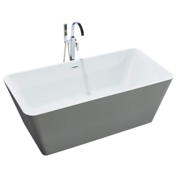 KINWELL 67 in. Acrylic Flatbottom Freestanding Bathtub Non-Whirlpool Soaking Tub in White