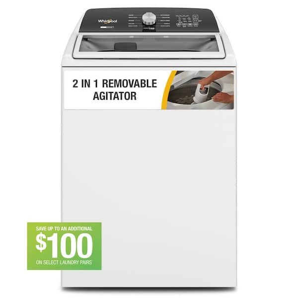 Whirlpool 4.7 - 4.8 cu. ft. Top Load Washer with 2 in 1 Removable Agitator in White