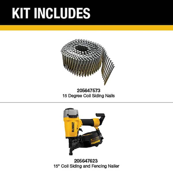 Pneumatic 15-Degree Coil Siding Nailer with 2 in. x 0.090 in. Metal Coil Ring Shank Nails (3600 per Box)