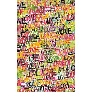 Green Indio Chartreuse Love Scribble Wallpaper Sample