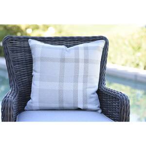 Tartan Charcoal Square Outdoor Accent Throw Pillow
